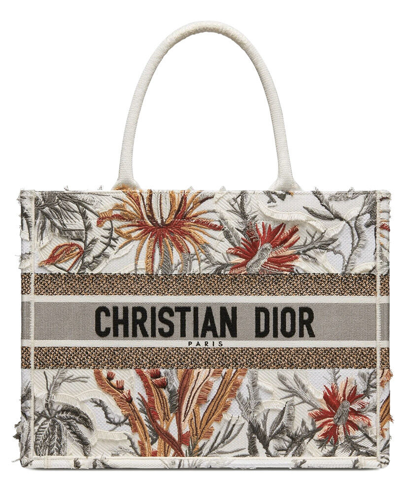 Christian Dior Book Tote Velvet Mizza Embroidery Canvas White